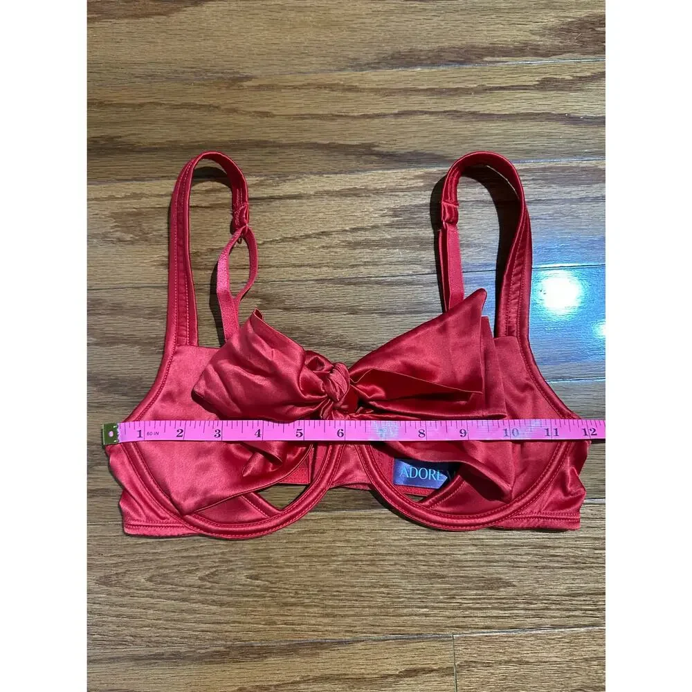 Adore Me Red Gynger Unlined Satin Bow Balconette Underwire Bra Size XS